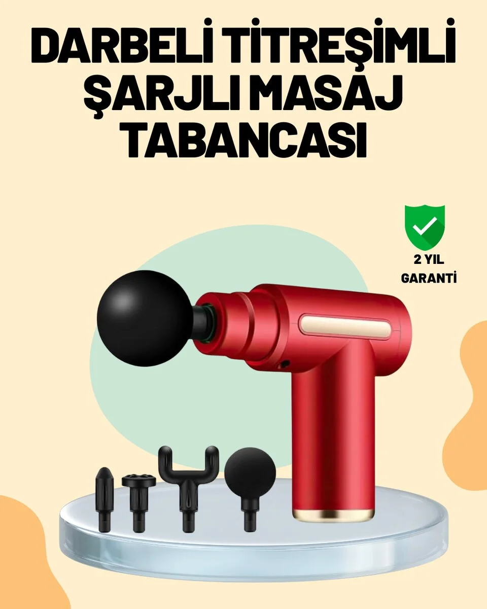 Kas Gevşetici Masaj Tabancası 4 Başlık ve Ayarlanabilir Hız