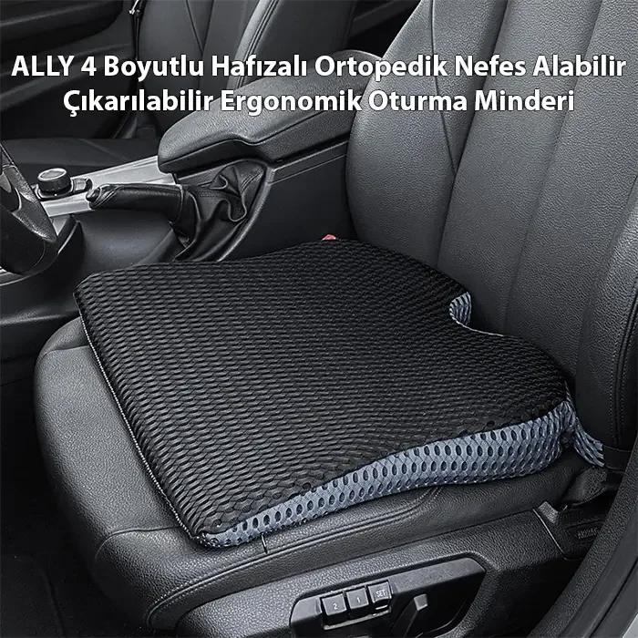 ALLY 4 Boyutlu Hafızalı Ortopedik Nefes Alabilir Çıkarılabilir Ergonomik Ev ve Araç için Oturma Minderi-(5775)