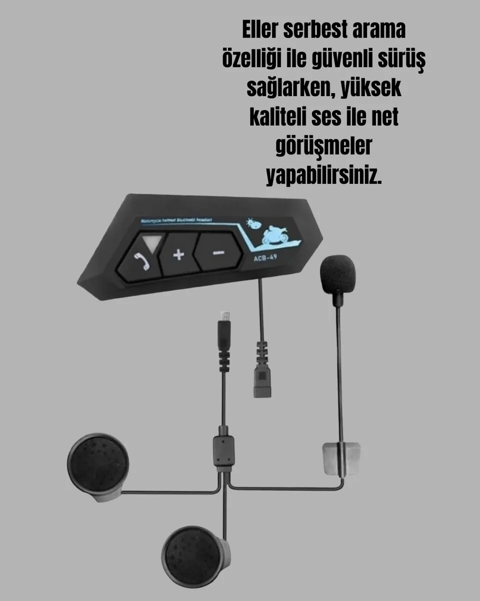 Bluetooth 5.0 Motosiklet Kask Kulaklık Eller Serbest ve Müzik Özellikli