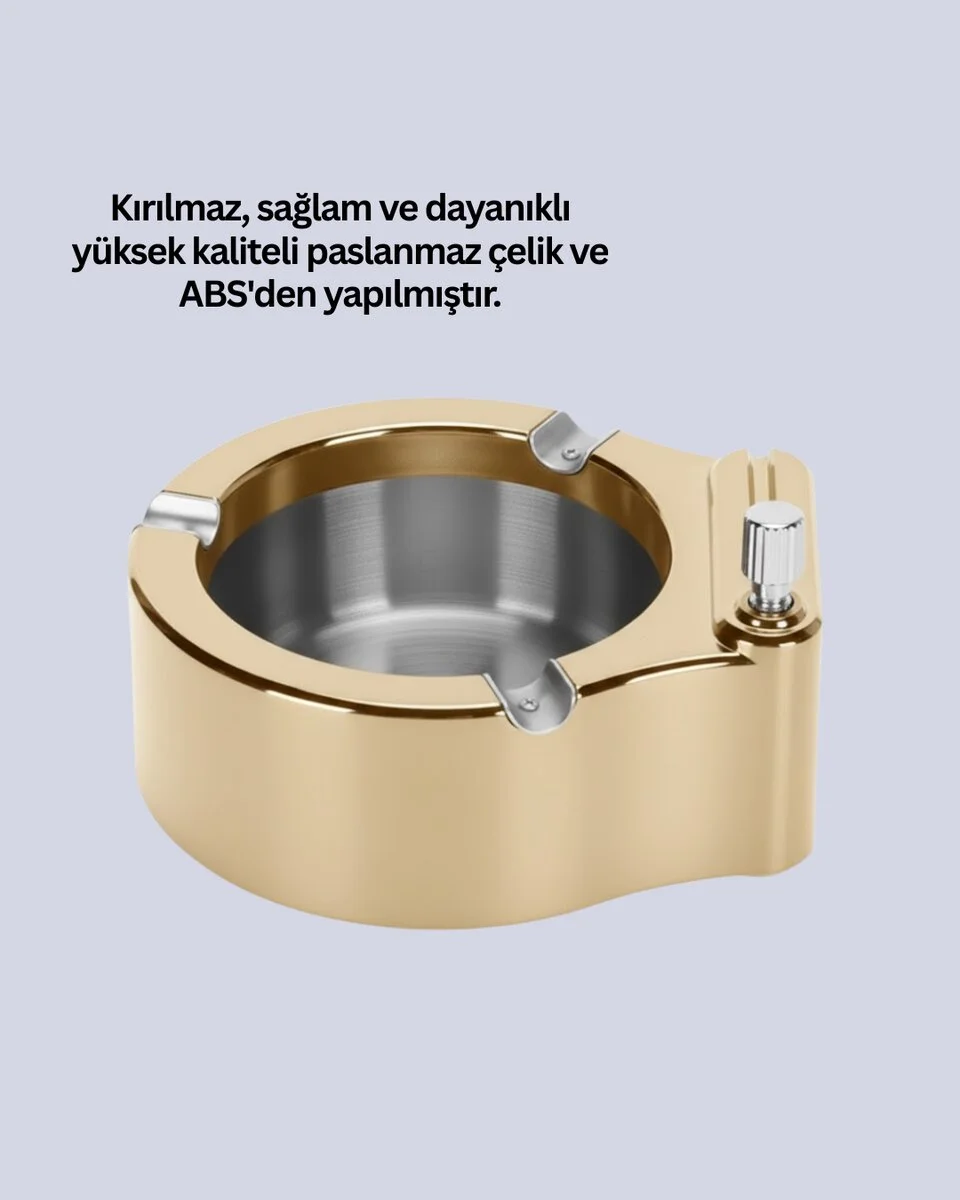 Paslanmaz Çelik Küllük Çakmaklı Masa Üstü Kullanım