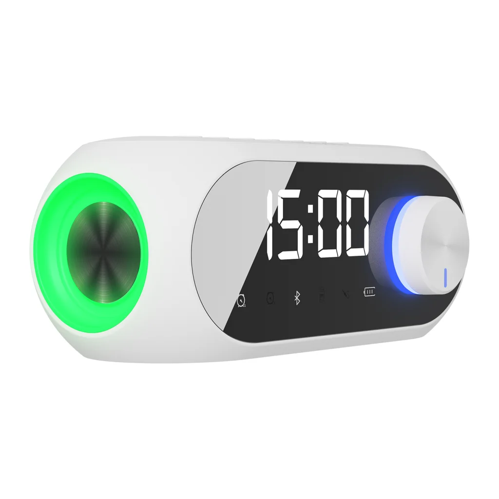 MIKADO MD-W7 Beyaz 5W FM Radyo USB AUX Bluetooth Kablosuz Taşınabilir 1200mAh Batarya Alarmlı Saat Derece ve Speaker(1923)