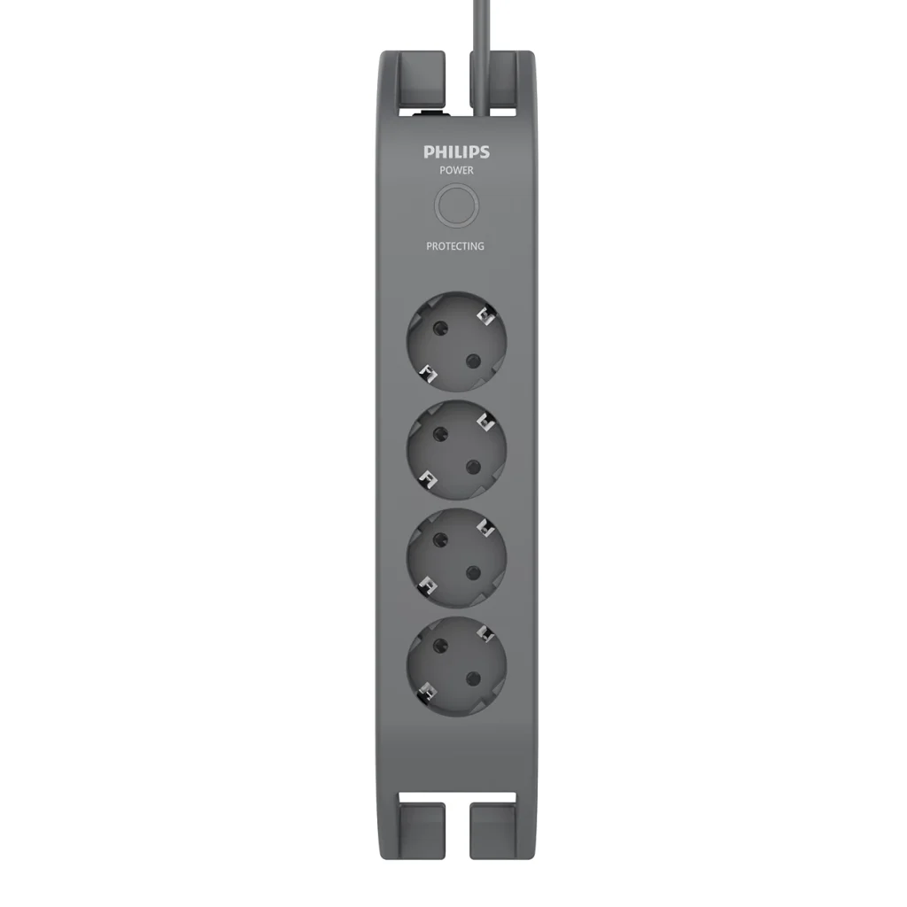 PHILIPS SPN3140A/62 4 Soket Akım Korumalı Priz 900 Joules 2Mt Kablo (Gri)(1923)