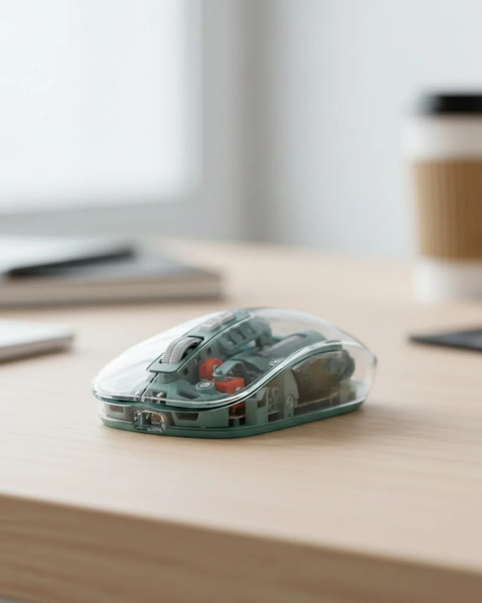 Bluetooth ve 2.4G USB Destekli Pilli Kablosuz Şeffaf Mouse