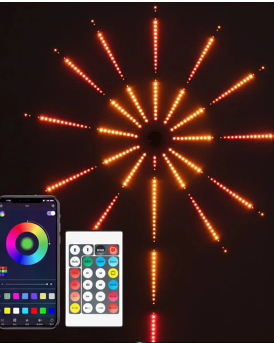 Uygulama Destekli RGB LED Havai Fişek Duvar Aydınlatması