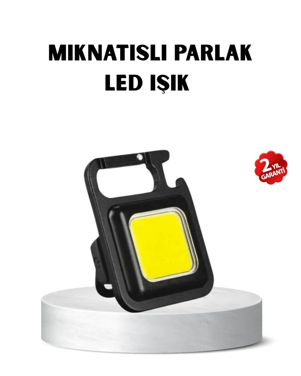 USB Type-C Şarjlı Mini Fener – Manyetik Katlanabilir ve Şişe Açacaklı Tasarım
