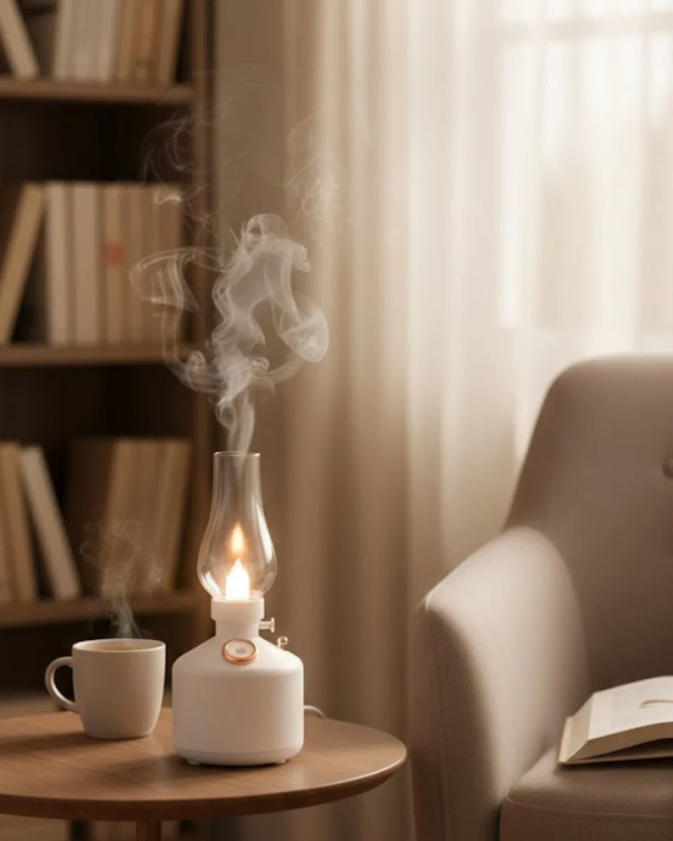 Retro LED Işıklı 1200 mAh Şarjlı Aroma Difüzörü 280 ml Su Kapasiteli