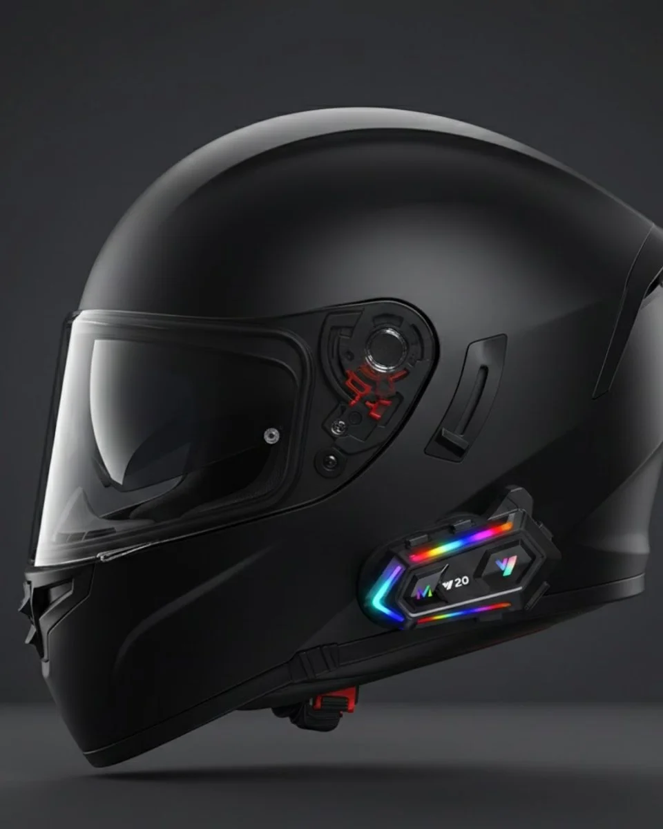 Yeni Nesil Bluetooth 5.3 Motosiklet Intercom RGB Işıklı 1000m Mesafeli