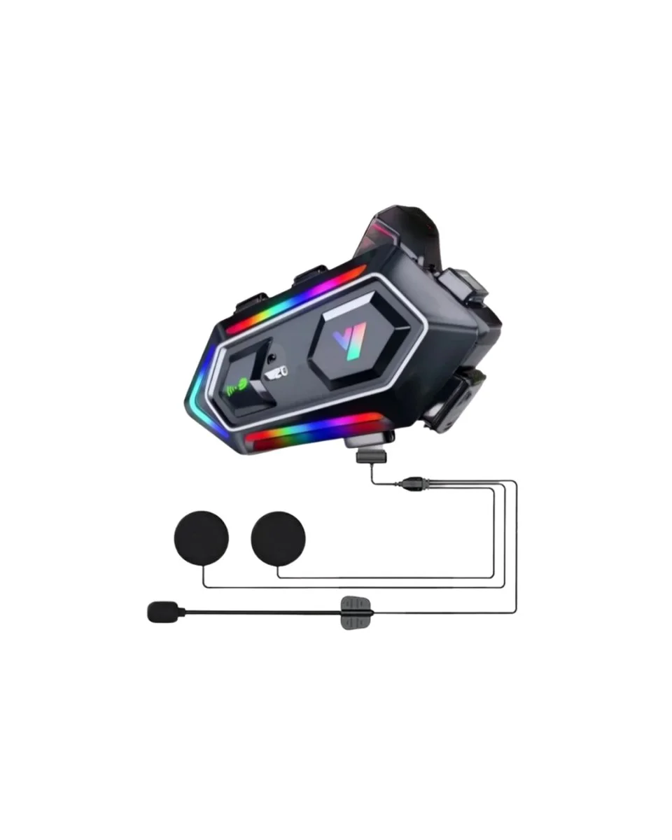 Yeni Nesil Bluetooth 5.3 Motosiklet Intercom RGB Işıklı 1000m Mesafeli