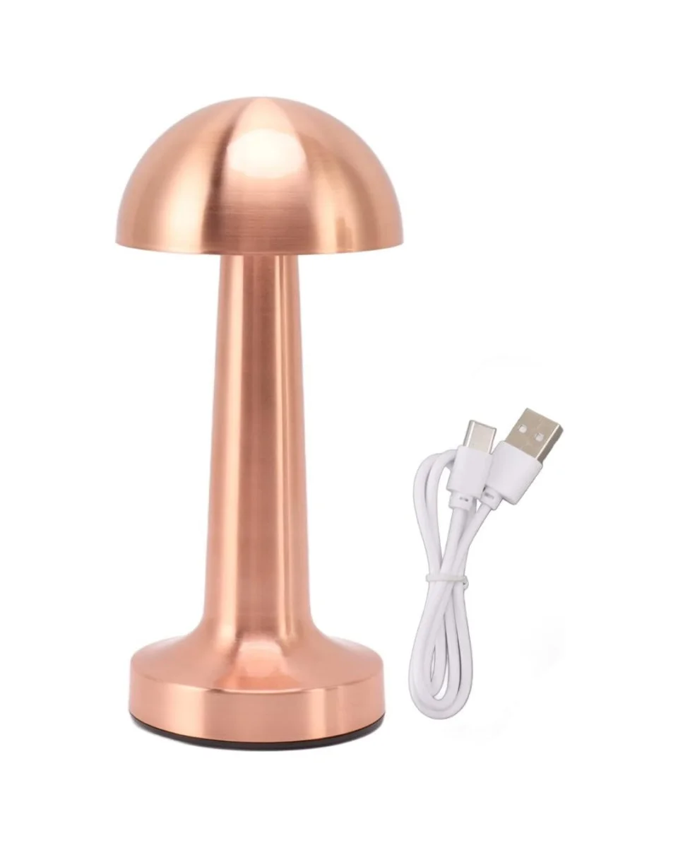 Bronz Dokunmatik Masa Lambası 3 Renk LED Şarjlı Kablosuz USB Çıkışlı