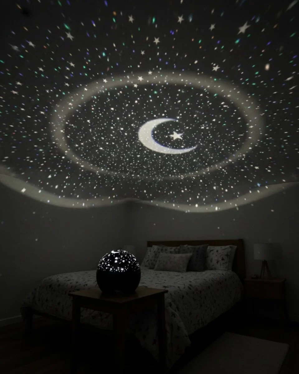 Fişli Yıldız Projektör Gece Lambası Müzikli