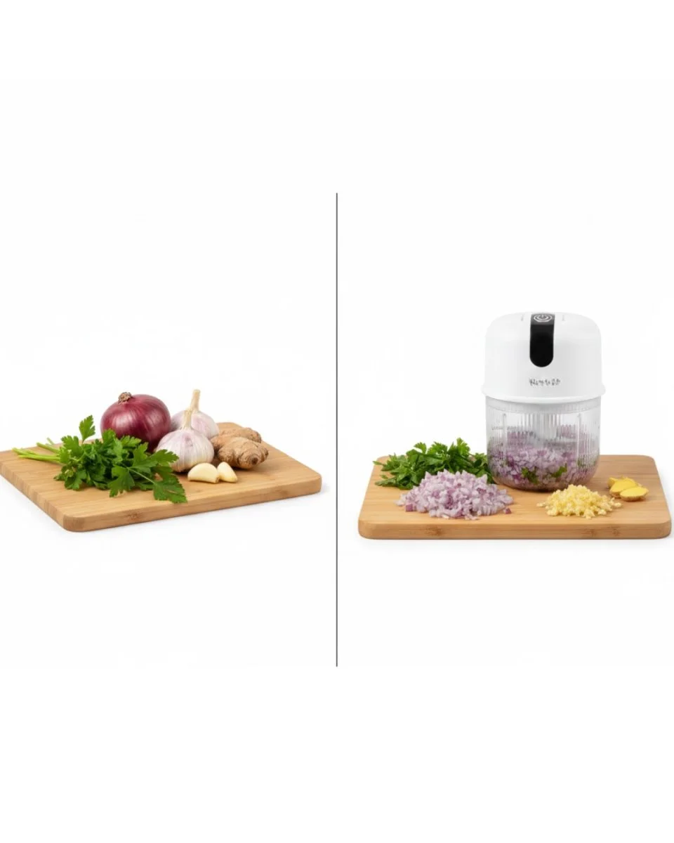 USB Şarjlı Mini Rondo Sarımsak Soğan Zencefil