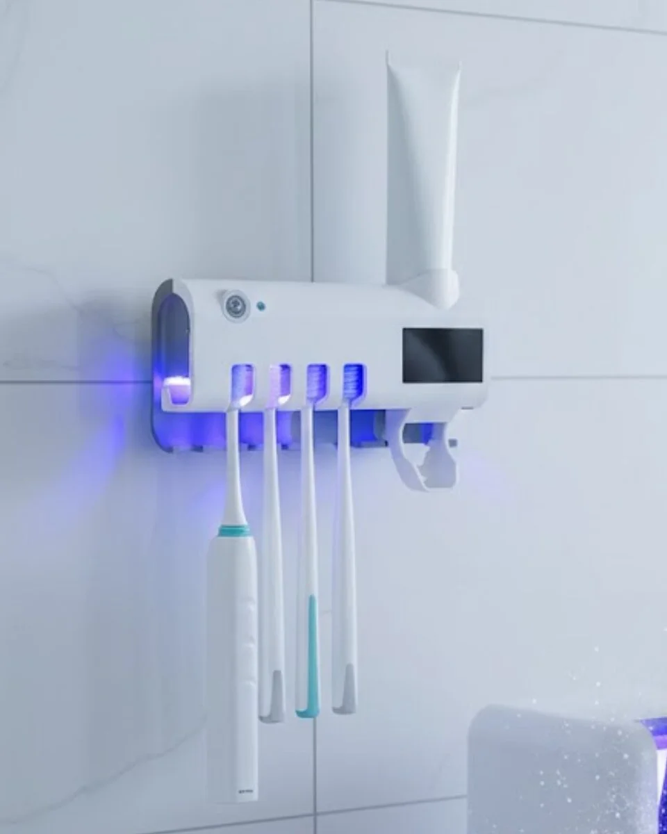 Sensörlü UV Sterilize Diş Fırçası Tutucu ve Macun Sıkma Aparatı