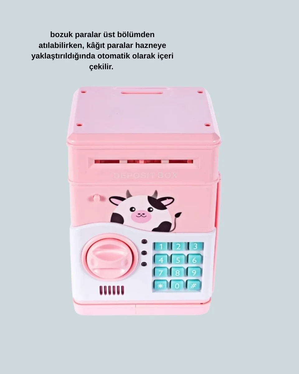 Çocuklar İçin Pembe ATM Görünümlü Elektronik Kumbara