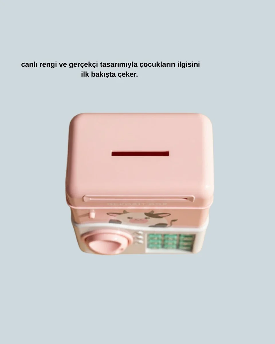 Pembe ATM Kasa Görünümlü Elektronik Şifreli Çocuk Kumbarası