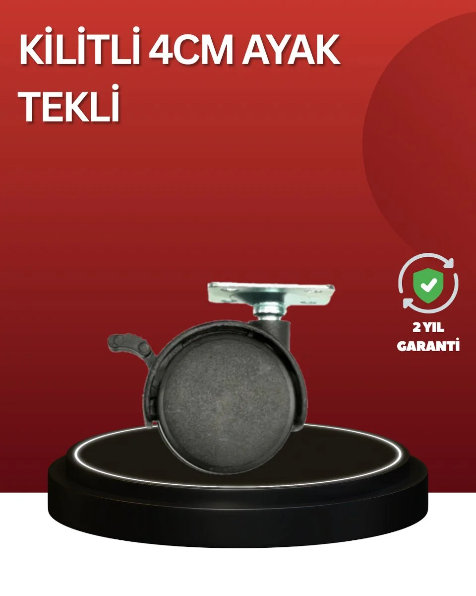 Sessiz Dönen Kilitli Mobilya Tekerleği 4 cm