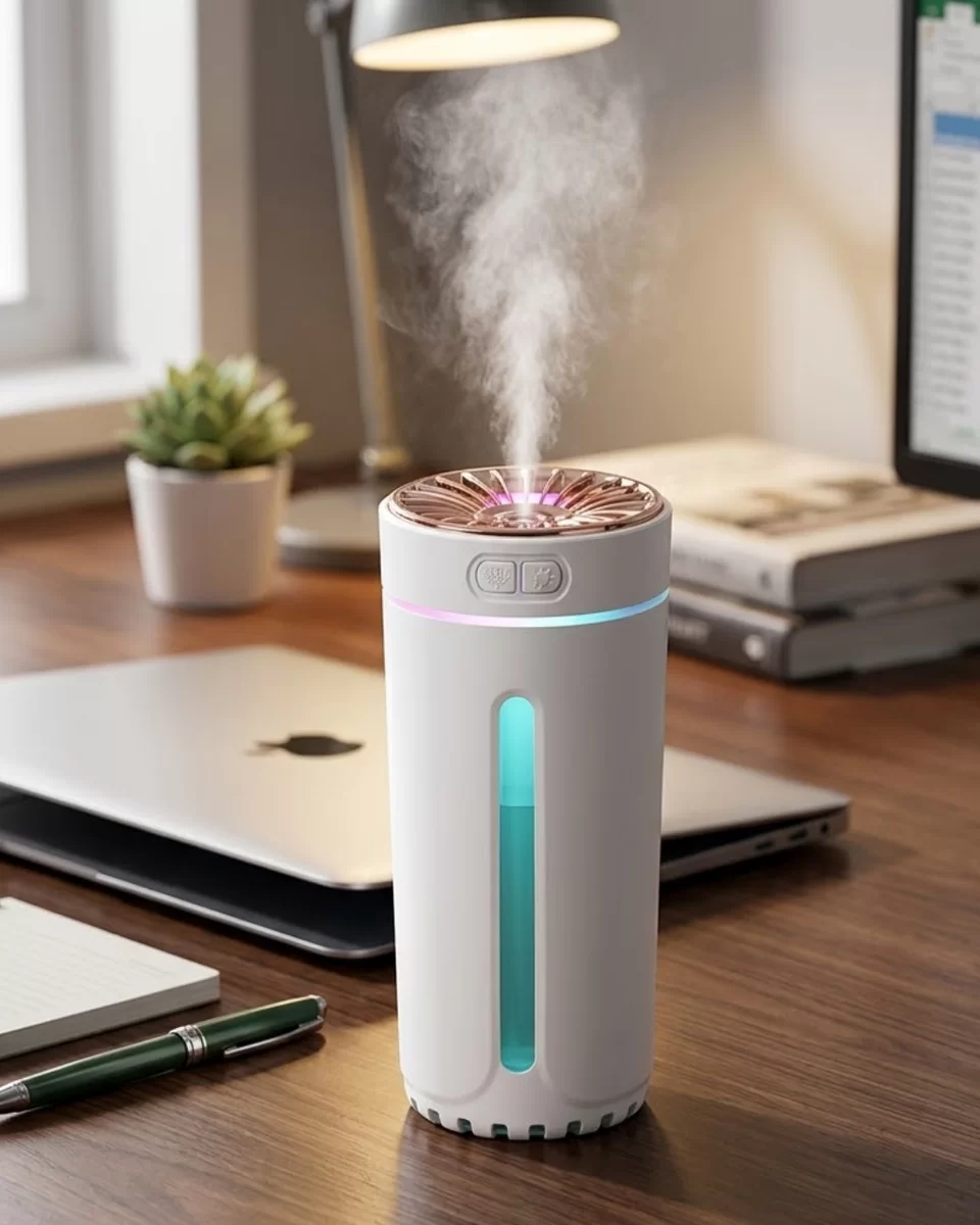 Mini Araç Nemlendirici 5 Esans Hediyeli USB Işıklı Koku Difüzörü