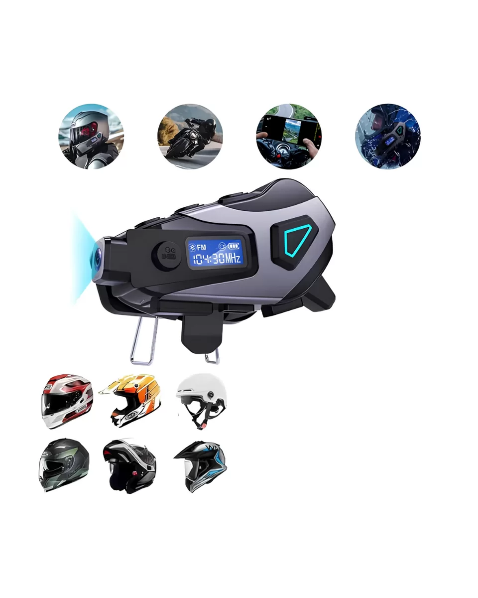 Motosiklet Kask Kulaklığı Bluetooth 5.3 Kamera ve FM Radyo Destekli
