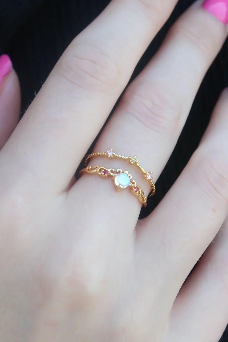 Gold Renk Zirkon Taşlı Taç Model Kadın Yüzük 5886