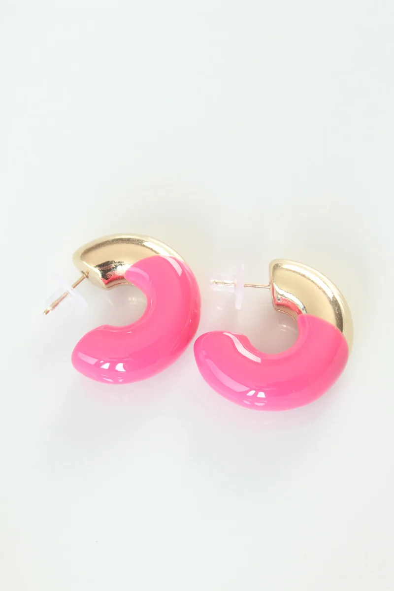 CCB Pembe Gold Çift Renk Küpe 5886