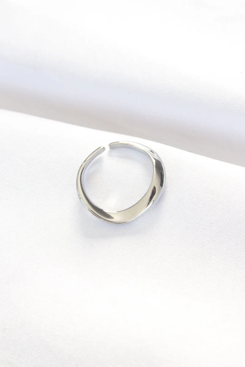Yassı Silver Renk Ayarlanabilir Yüzük 5886