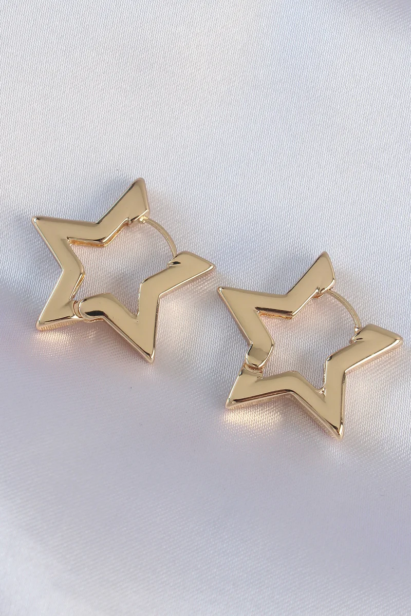 Pirinç Gold Renk Yıldız Küpe 5886