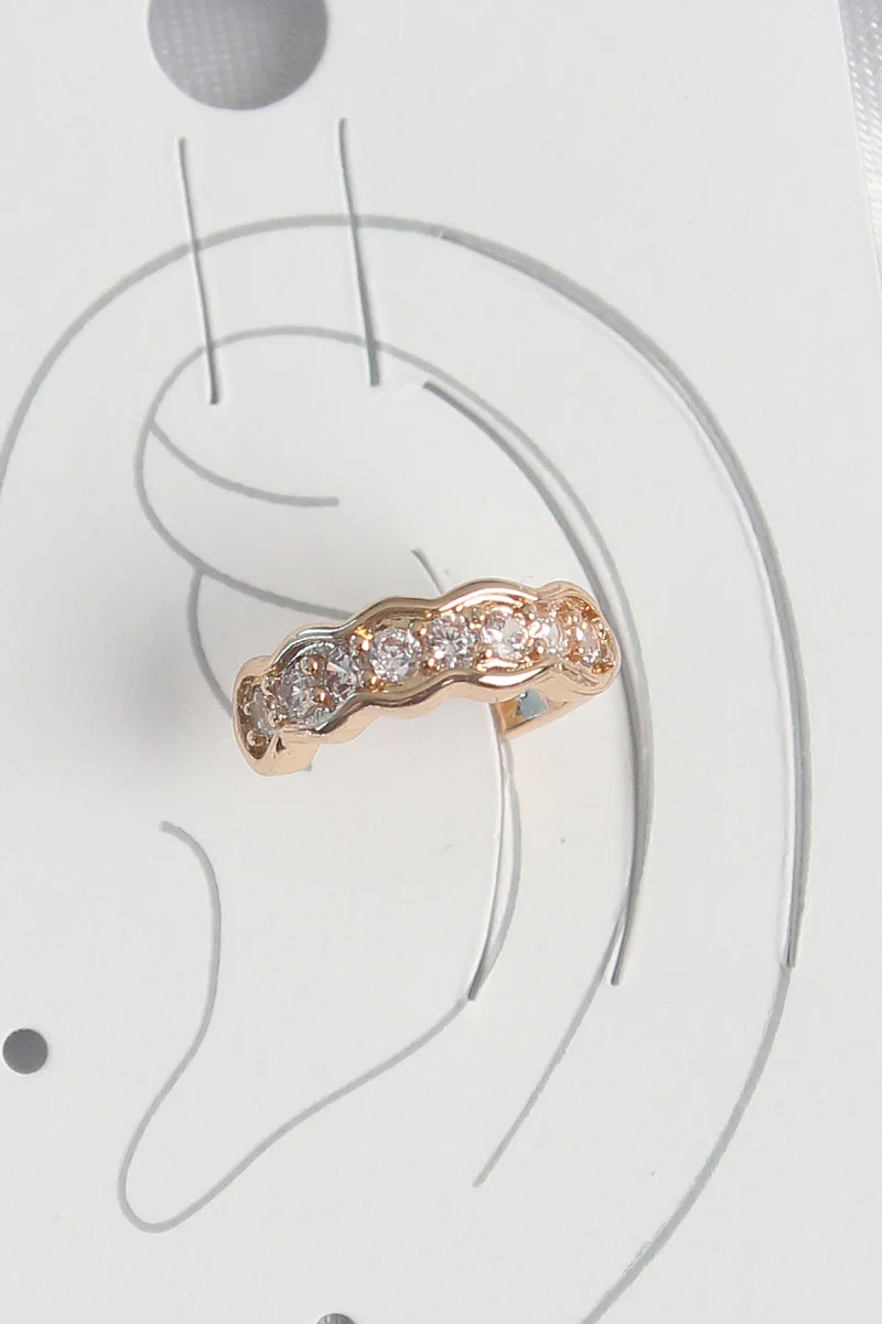 Pirinç Gold Renk Zirkon Taşlı Kadın Kıkırdak Küpe 5886