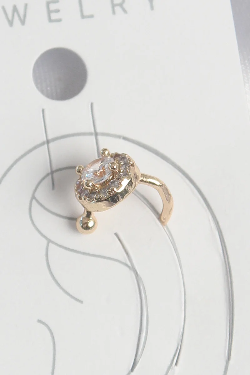 Pirinç Gold Renk Zirkon Taşlı Kadın Kıkırdak Küpe 5886