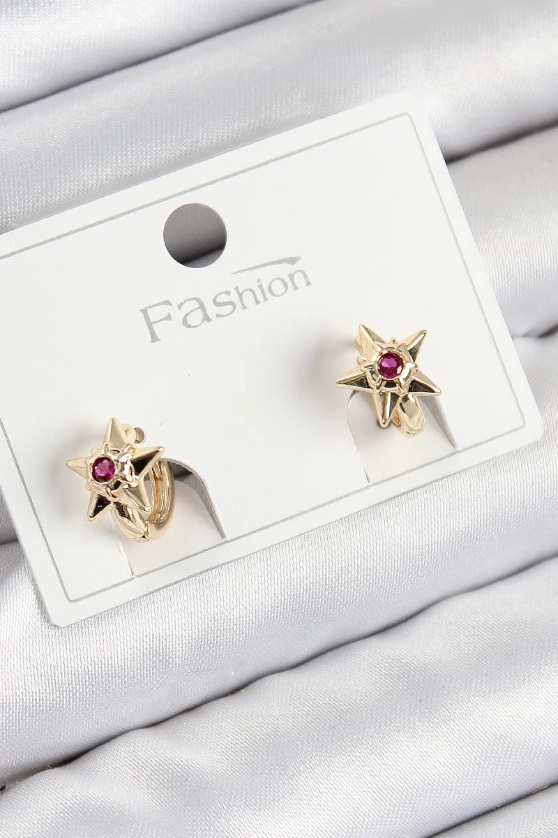 Pirinç Zirkon Taşlı Yıldız Model Gold Renk Çocuk Küpe 5886