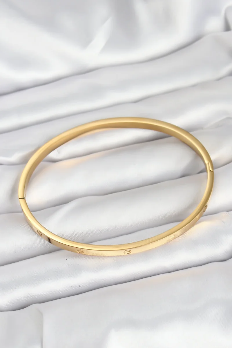 316L Çelik Gold Renk 65 mm İnce Kadın Kelepçe Bileklik 5886