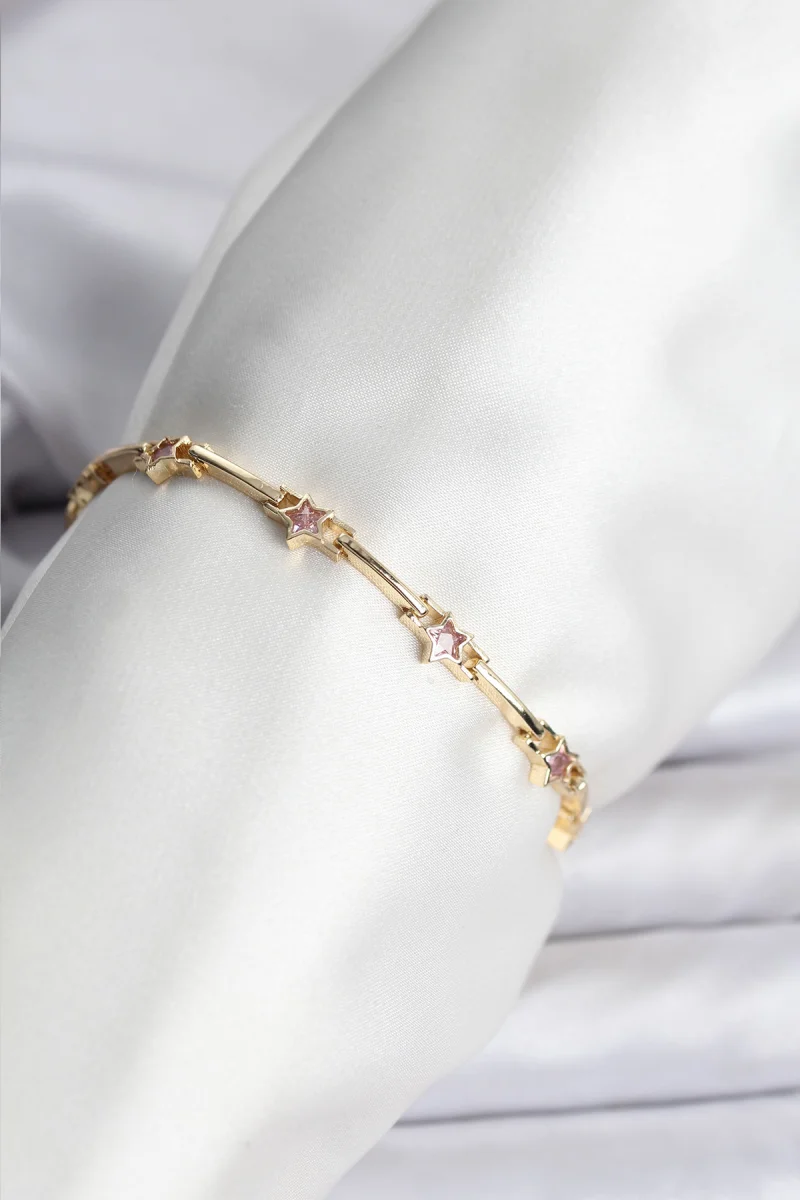 Yıldız Model Gold Renk Pirinç Bileklik 5886