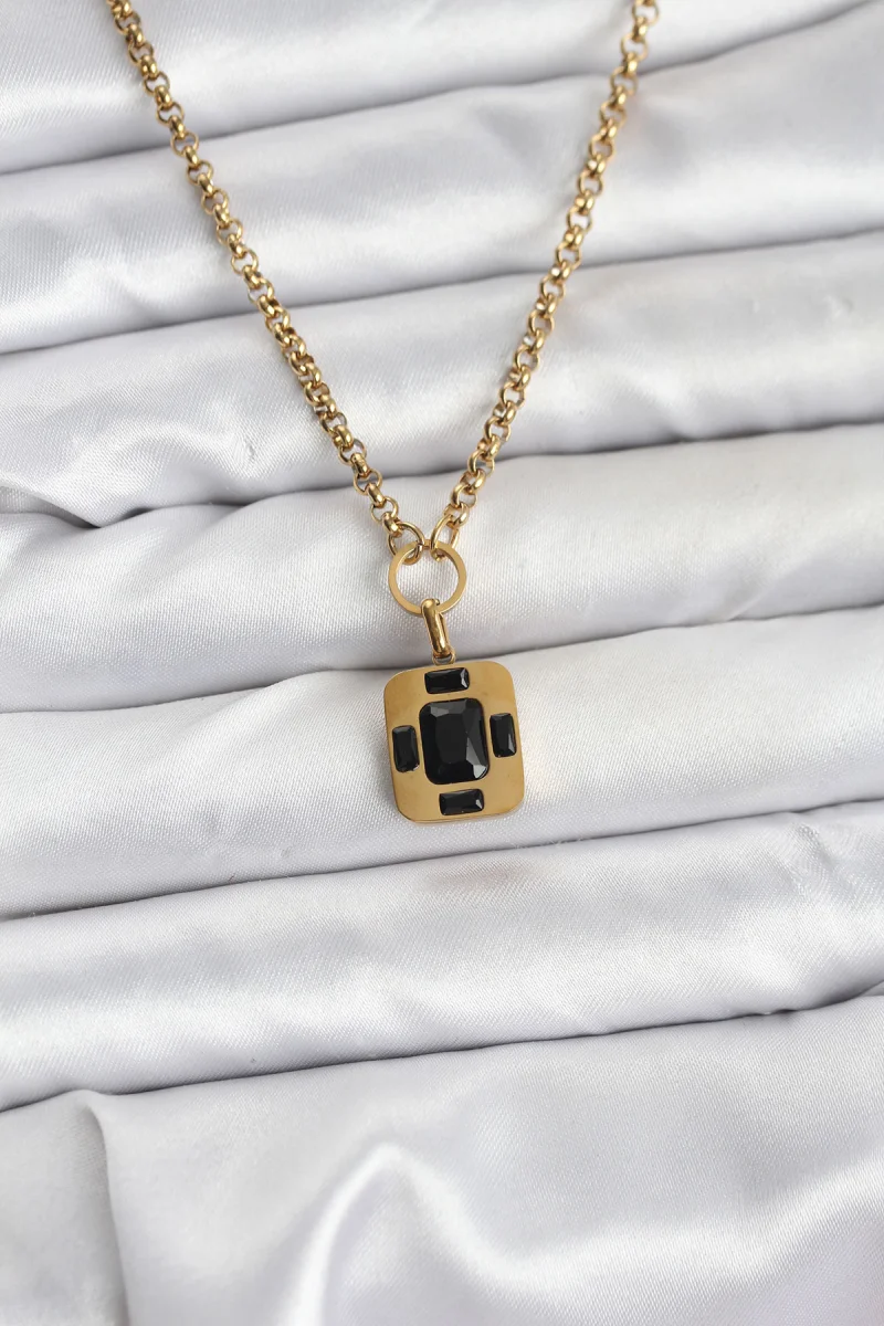 316L Çelik Zincir Gold Renk Vintage Model Kadın Kolye 5886