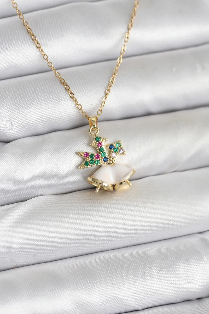 316L Çelik Zincir Gold Renk Chirtsmas Bell Model Yılbaşı Temalı Kadın Kolye 5886