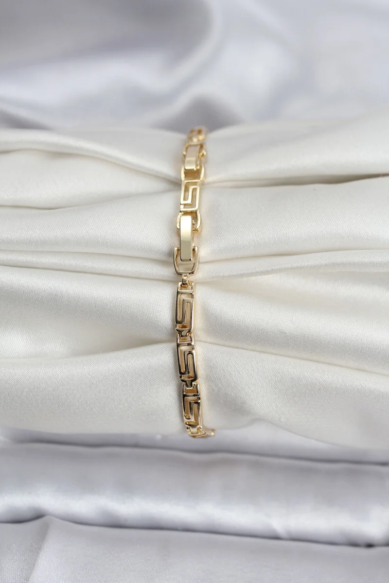 14K Gold Renk Kaplama Zirkon Taşlı Baget Model CM Kadın Bileklik 5886