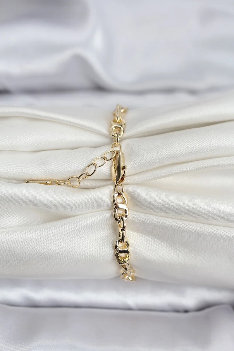 14K Gold Renk Kaplama Zincir Model CM Kadın Bileklik 5886