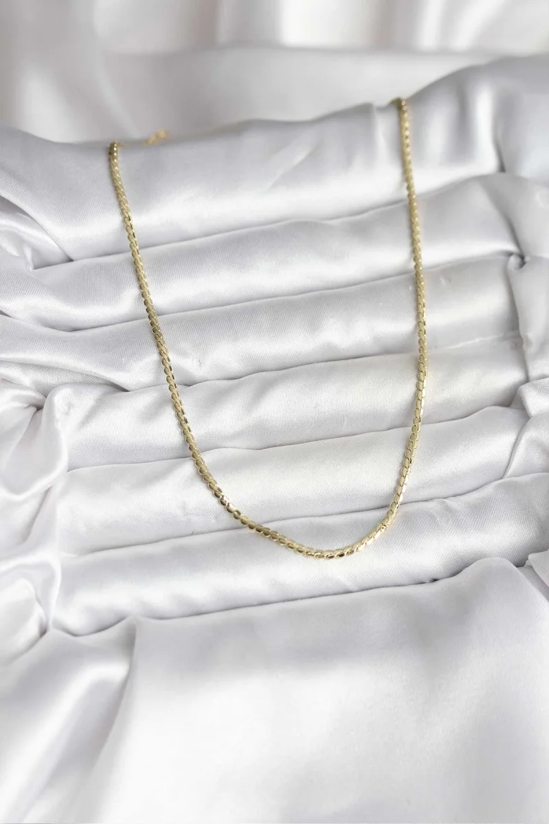 14K Gold Renk Kaplama Ezme Zincir Model CM Kadın Kolye 5886