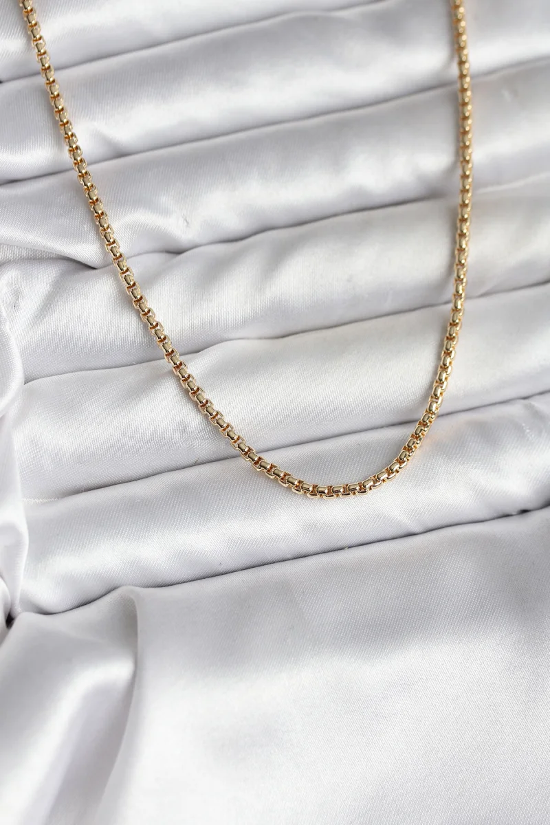 14K Gold Renk Kaplama Zincir Model CM Kadın Kolye 5886