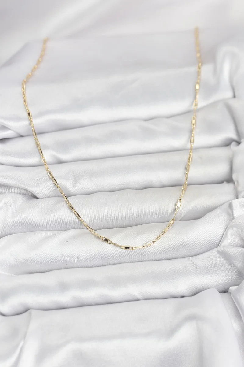 CM 14K Gold Renk Pirinç Ataç Zincir 60 cm Kadın Kolye 5886