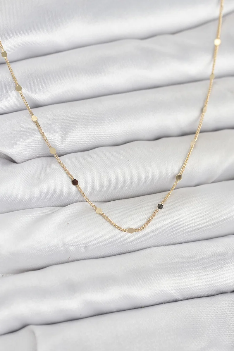 CM 14K Gold Renk Ezme Pul Model 60 cm Kadın Kolye 5886