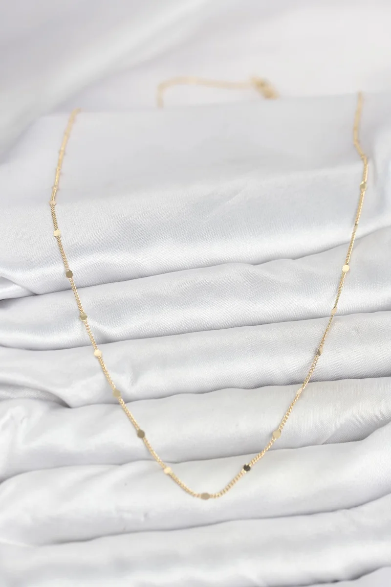 CM 14K Gold Renk Ezme Pul Model 60 cm Kadın Kolye 5886
