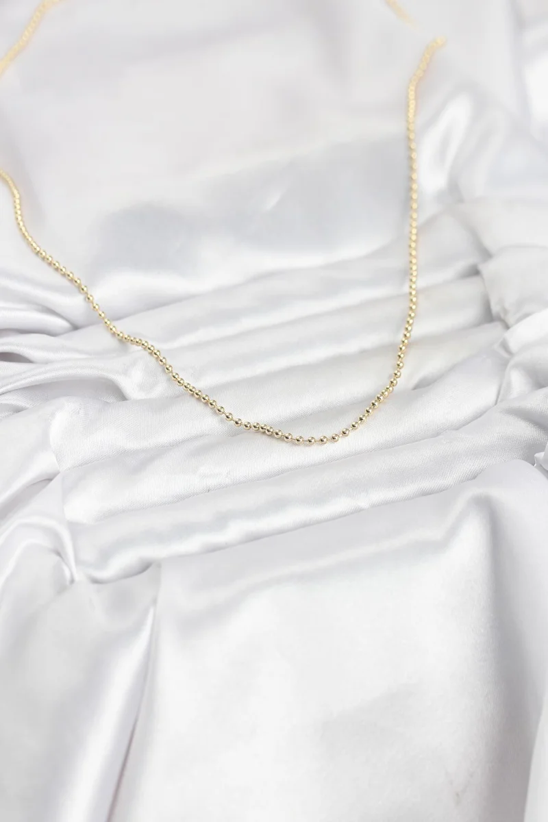 CM 14K Gold Renk Top Zincirli Model 60 cm Kadın Kolye 5886