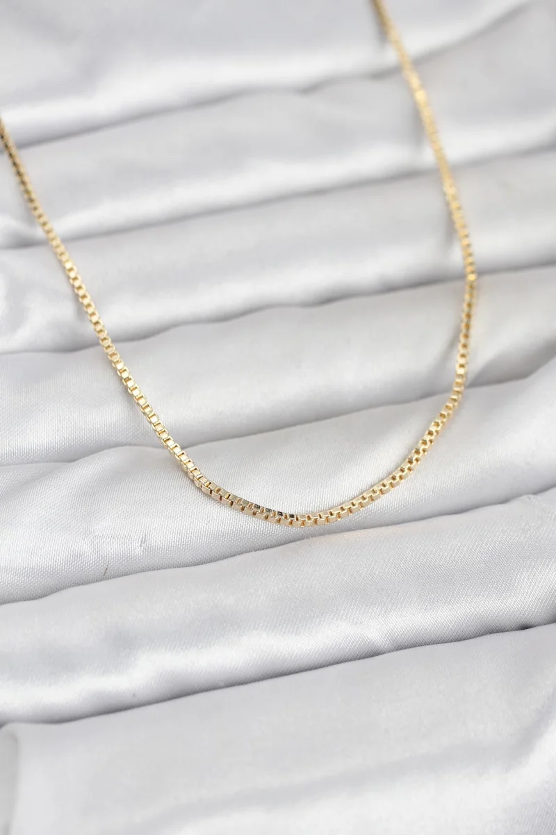 CM 14K Gold Renk Kare Zincirli Model 60 cm Kadın Kolye 5886