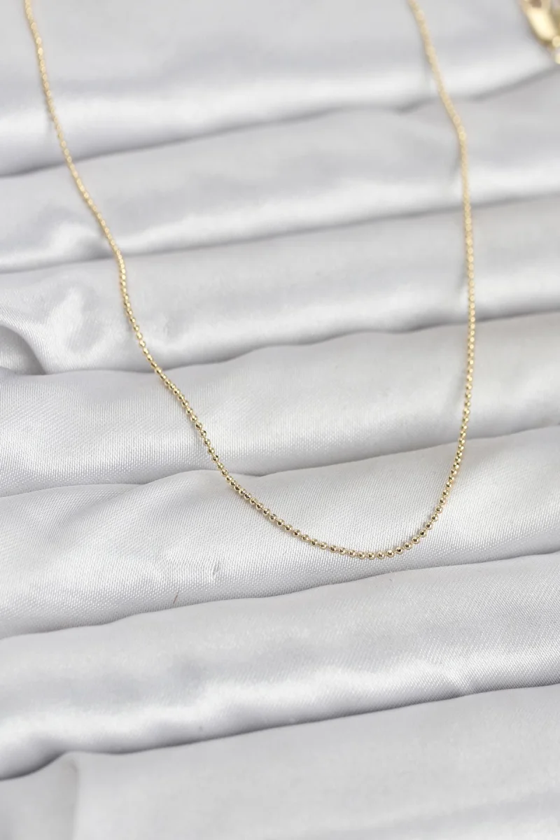 CM 14K Gold Renk İnce Top Zincirli 60 cm Kadın Kolye 5886