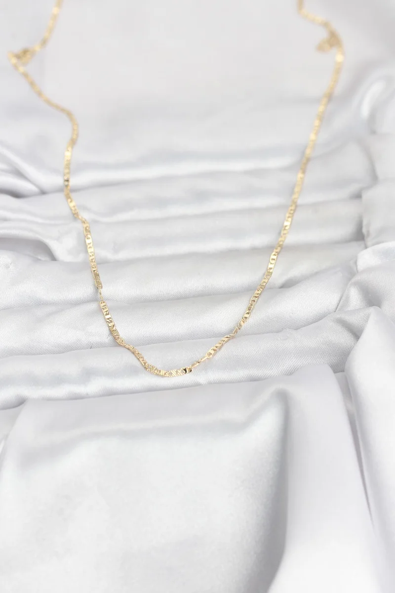 CM 14K Gold Renk Yassı Zincir Model 60 cm Kadın Kolye 5886
