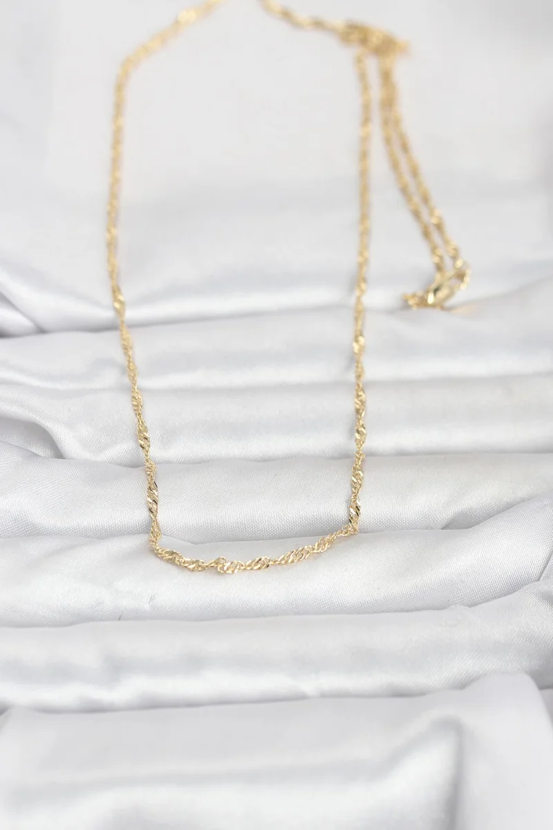 CM 14K Gold Renk Burgu Zincirli 60 cm Kadın Kolye 5886