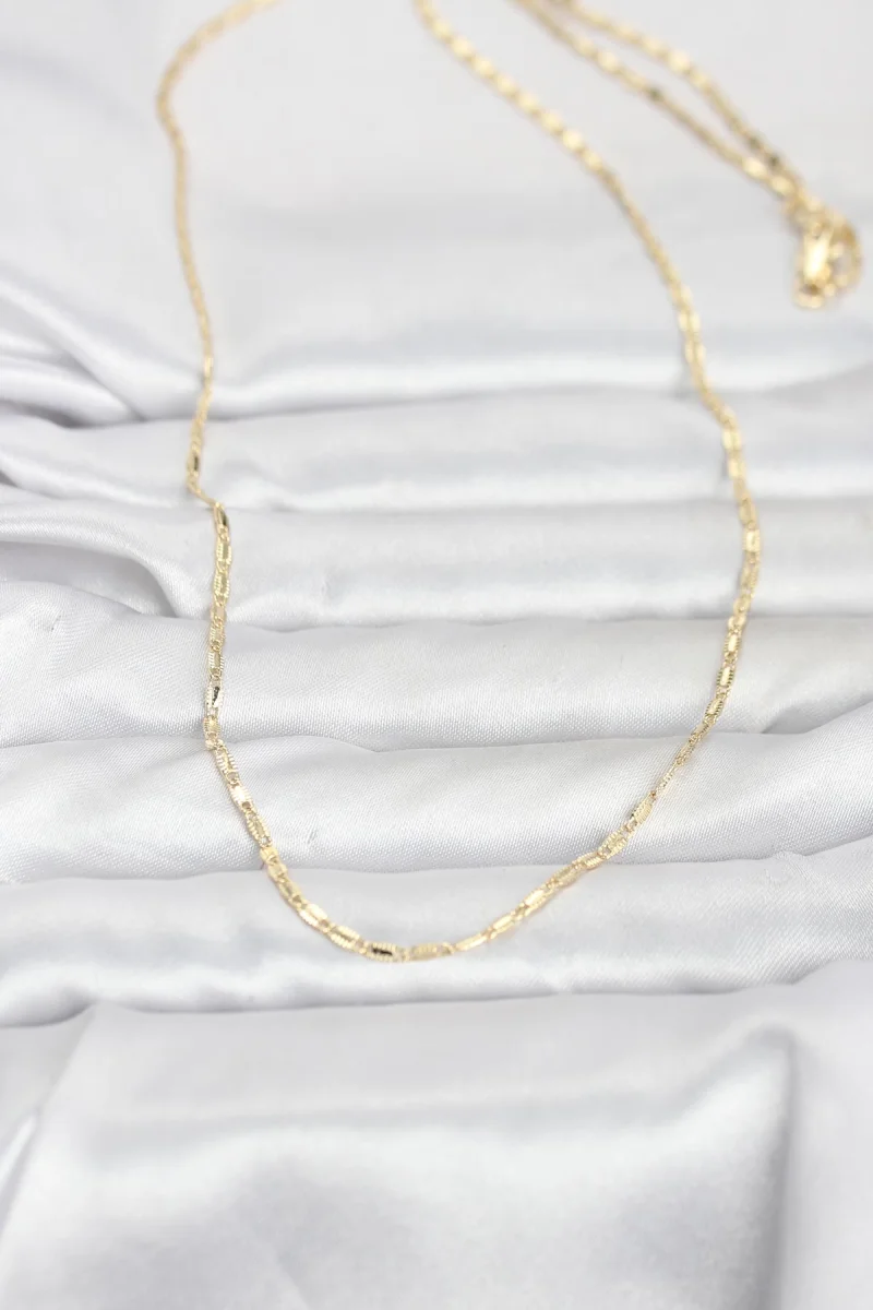 CM 14K Gold Renk Lazerli Zincir Model 60 cm Kadın Kolye 5886