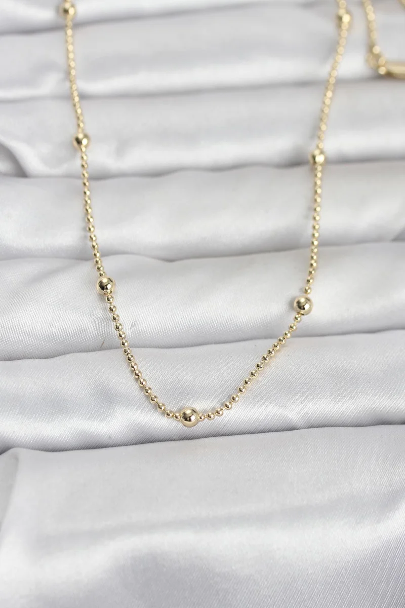 CM 14K Gold Renk Top Zincir 60 cm Kadın Kolye 5886
