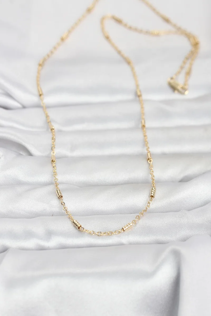 CM 14K Gold Renk Bar Zincir Model 60 cm Kadın Kolye 5886