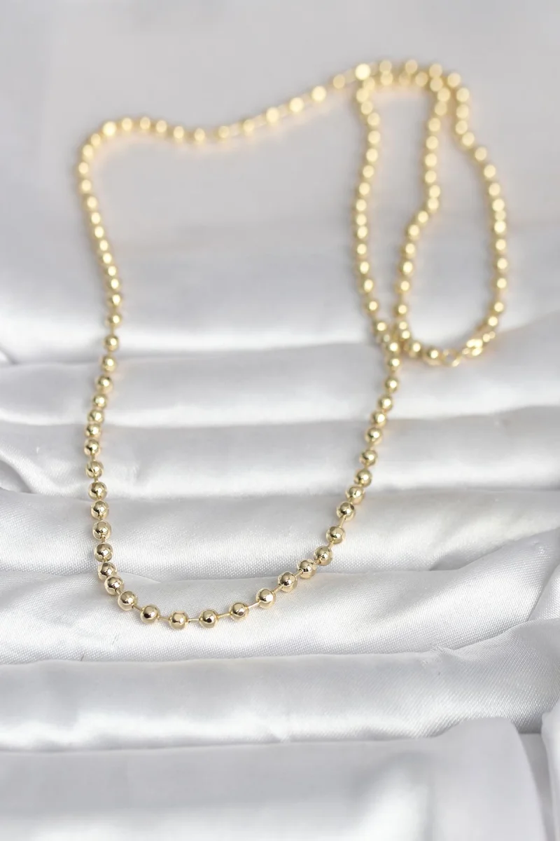 CM 14K Gold Renk Top Zincirli Model 60 cm Kadın Kolye 5886