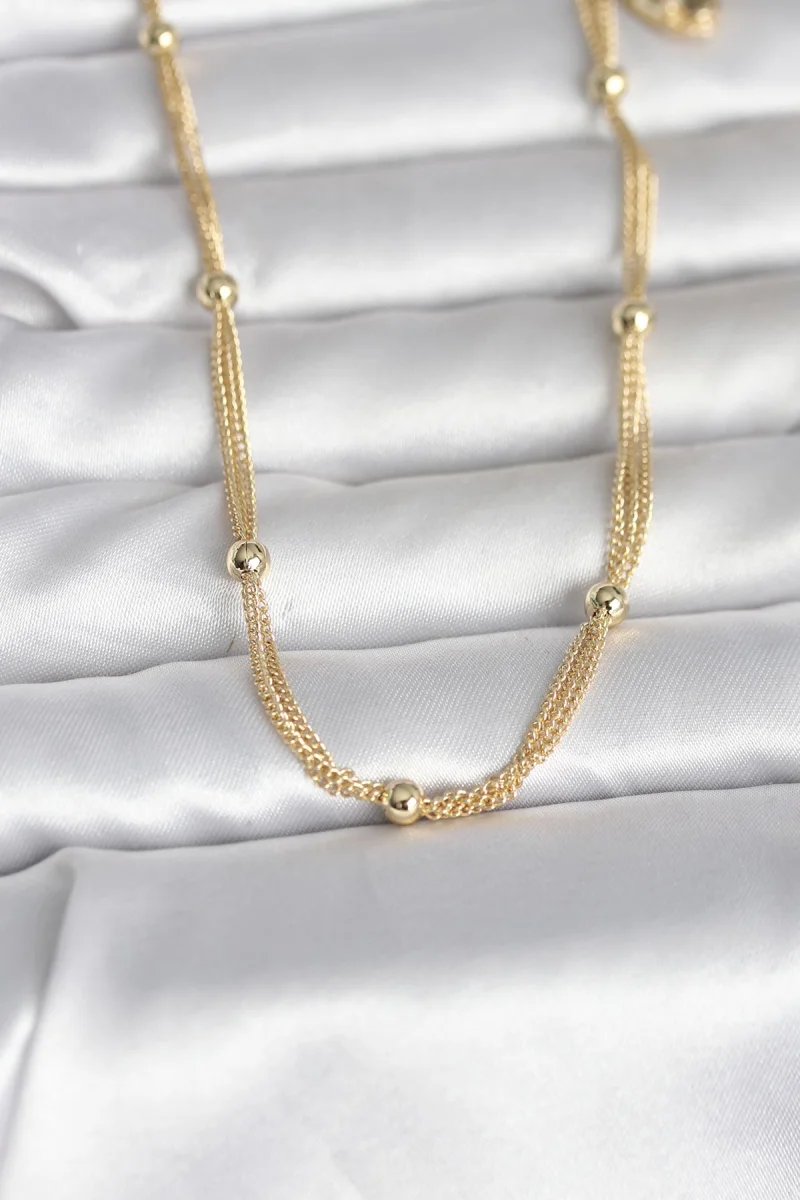 CM 14K Gold Renk Topçuk Model 60 cm Kadın Kolye 5886