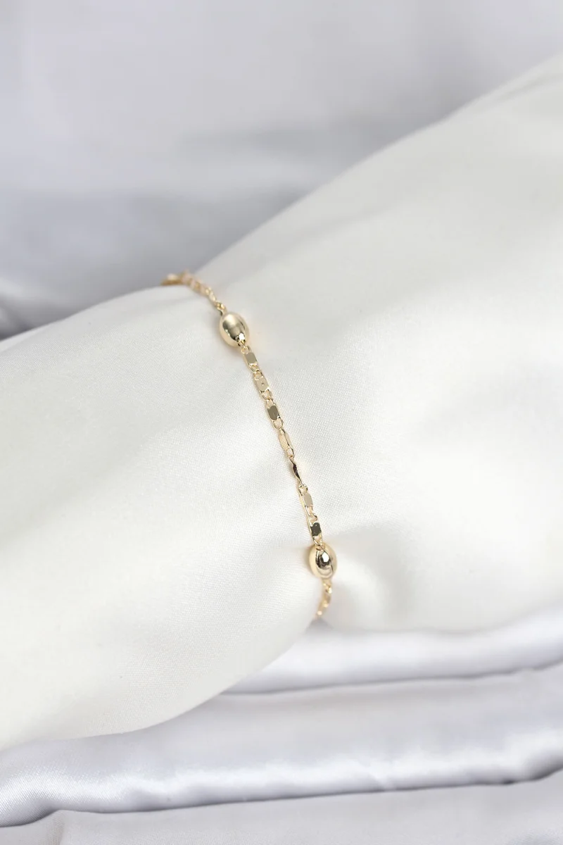 CM 14K Gold Renk Damla Topçuk Model Kadın Bileklik 5886